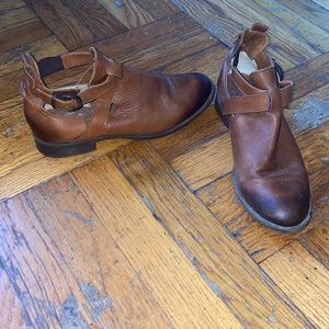 Brown leather ankle boots